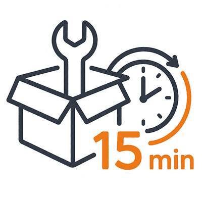 15 minute setup time icon